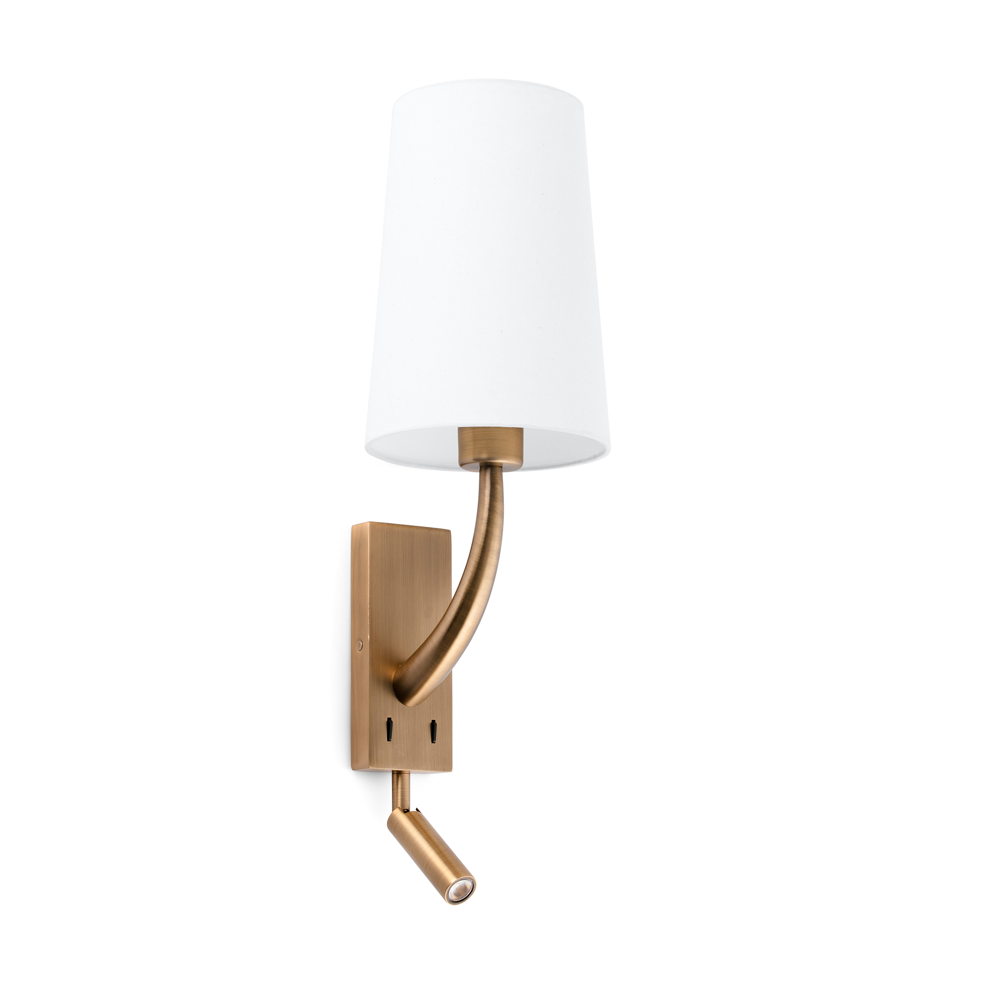 Faro REM Wandleuchte altgold matt/weiß mit LED-Leser Faro REM Wandleuchte altgold matt/weiß mit LED-Leser - 1