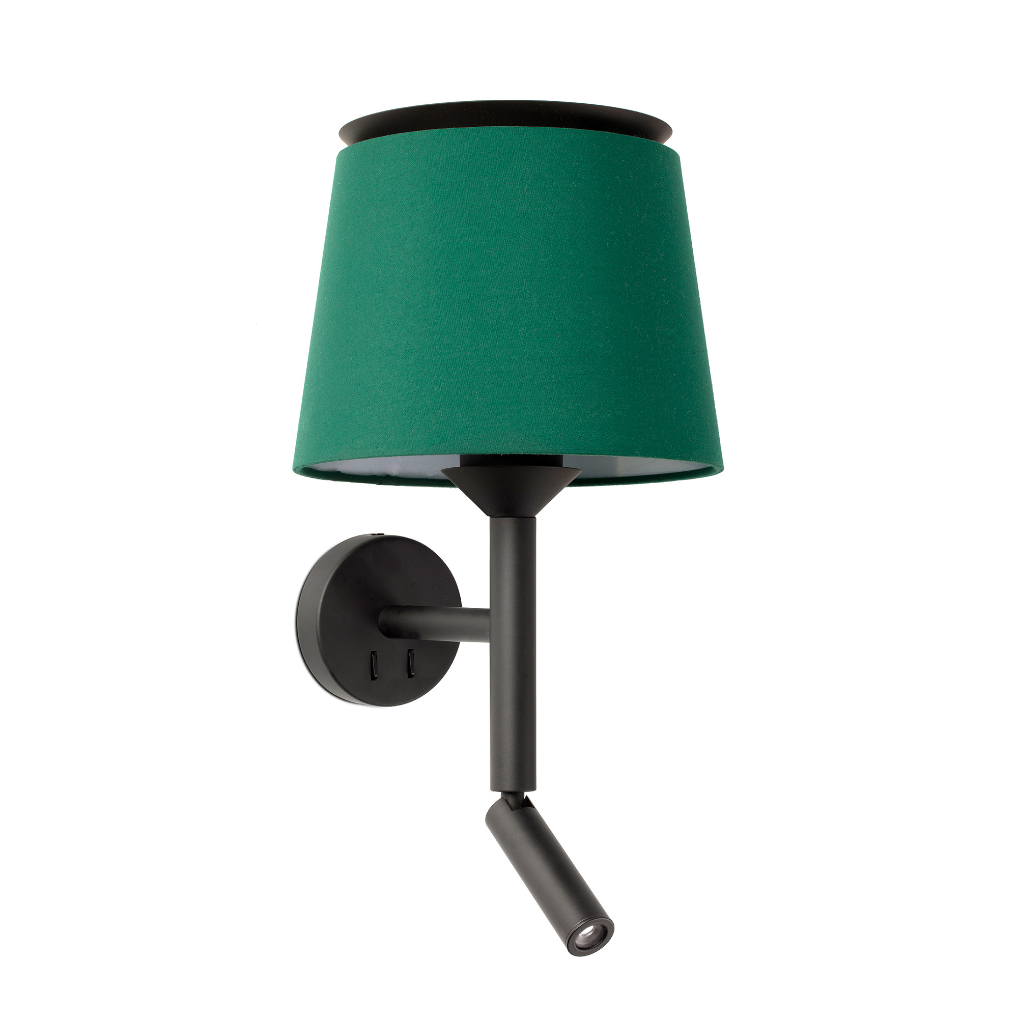 Faro SAVOY Wandleuchte mit Lesegerät, schwarz/grün - Produktbild 1