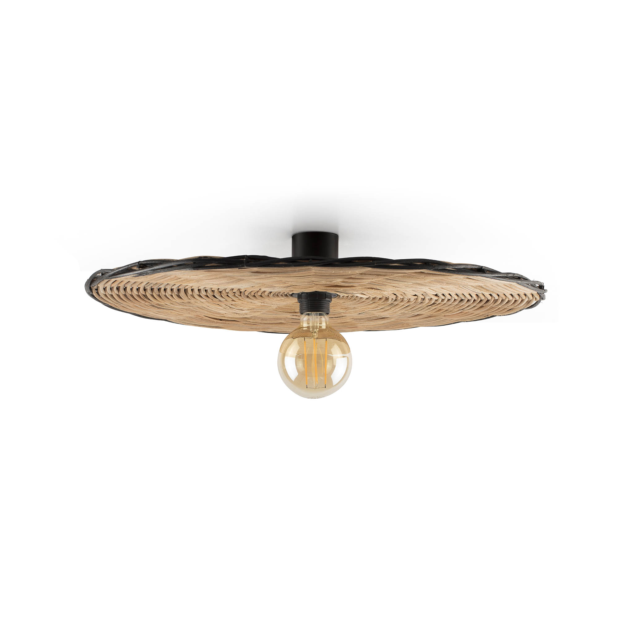 Faro COSTAS 600 H70 Wand-/Deckenleuchte schwarz/rattan Faro COSTAS 600 H70 Wand-/Deckenleuchte schwarz/rattan - Produktbild 1