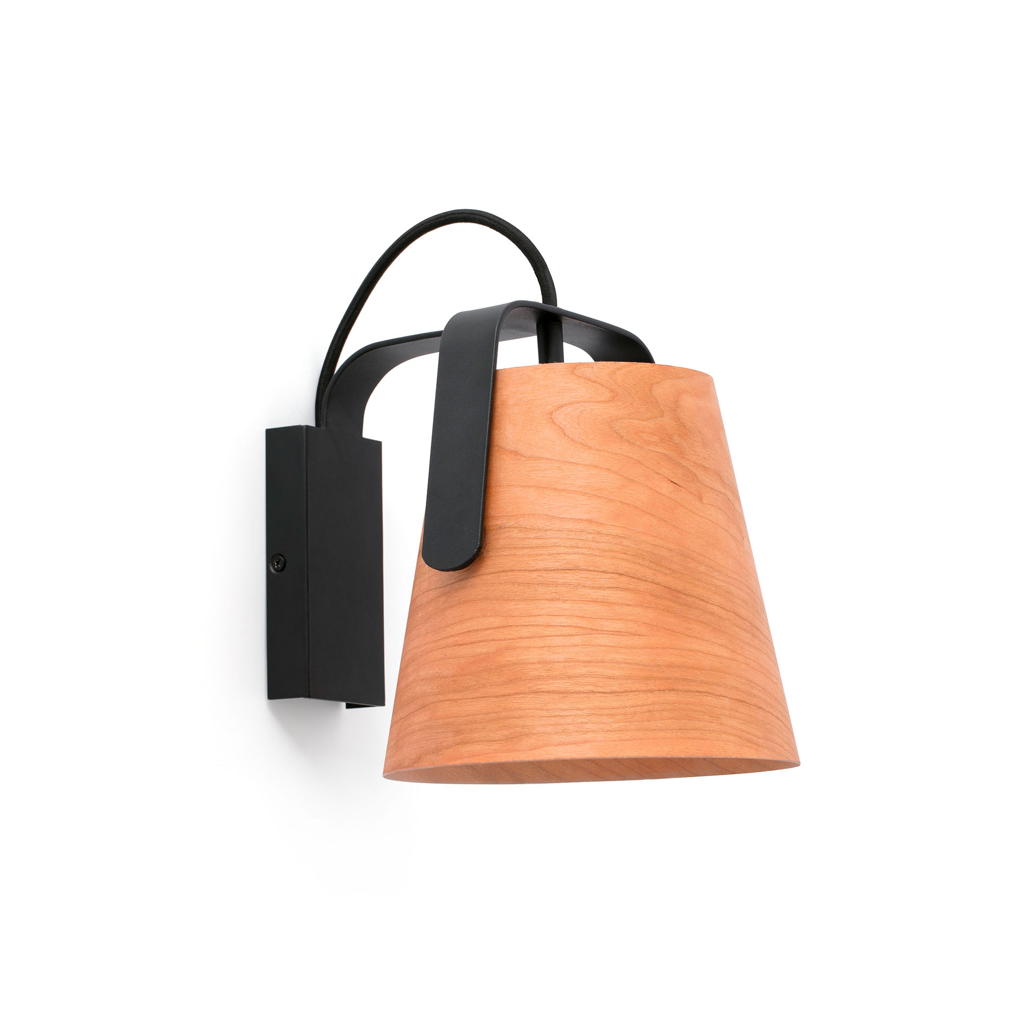 Faro STOOD Wandleuchte schwarz und Holz - Produktbild 1