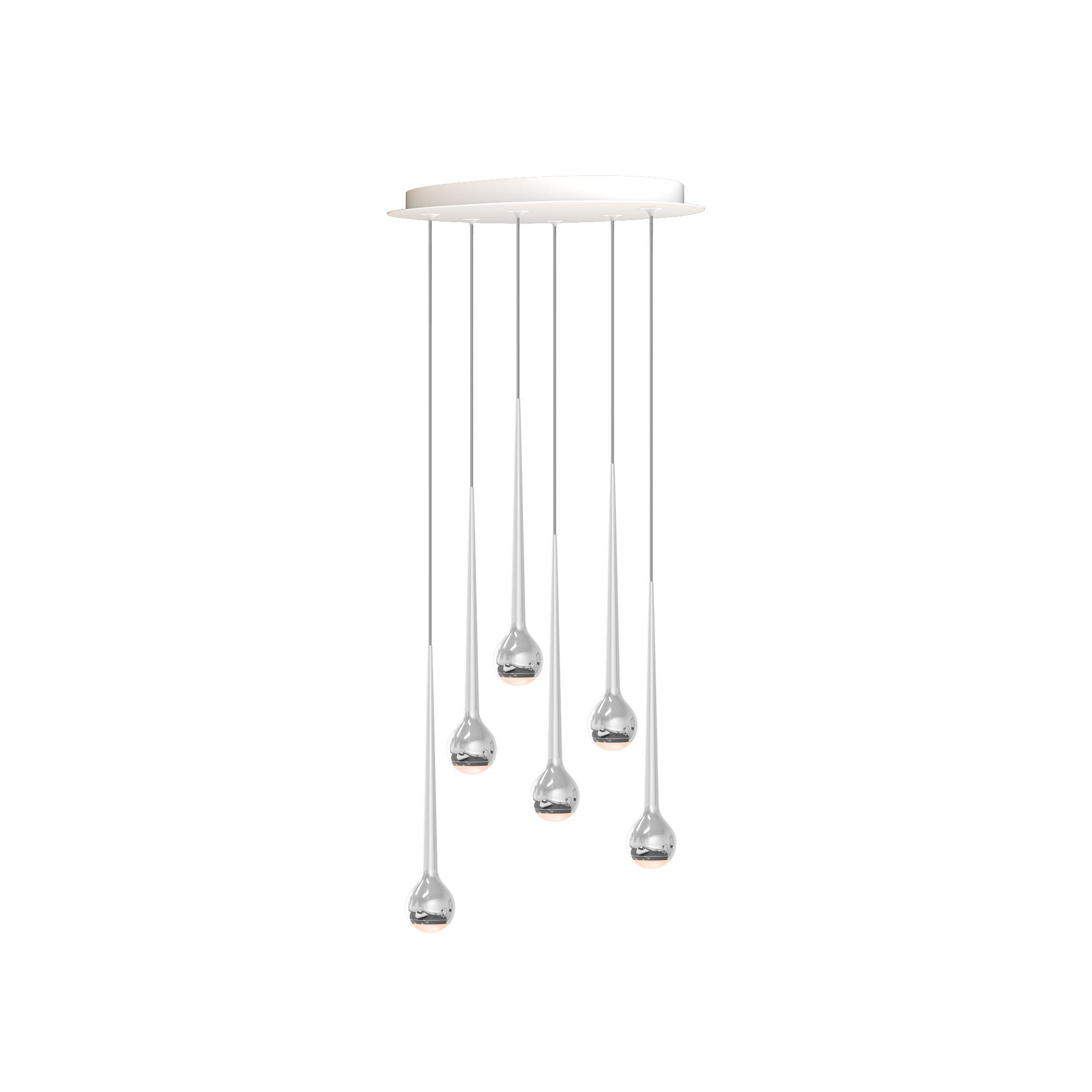 Grau Falling Sun Chandelier Six Polished - Produktbild 1