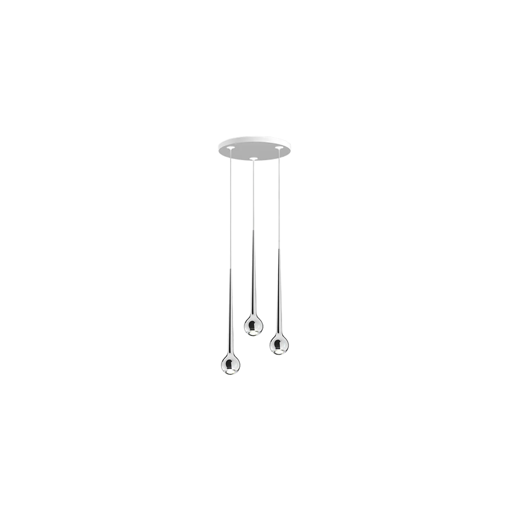 Grau Falling Sun Chandelier Three Polished - Produktbild 1