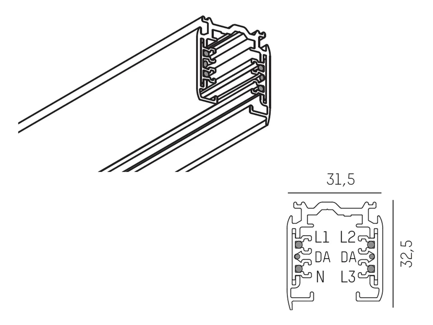 Molto Luce 3 PHASE TRACK PULSE DALI SD (grau) - 2