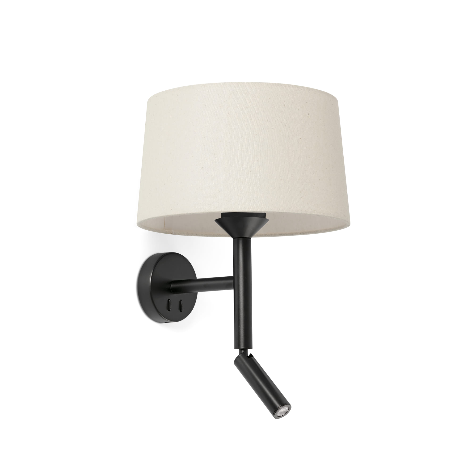 Faro WINDSOR Wandleuchte mit Lesegerät, schwarz/Leinen Faro WINDSOR Wandleuchte mit Lesegerät, schwarz/Leinen - 1