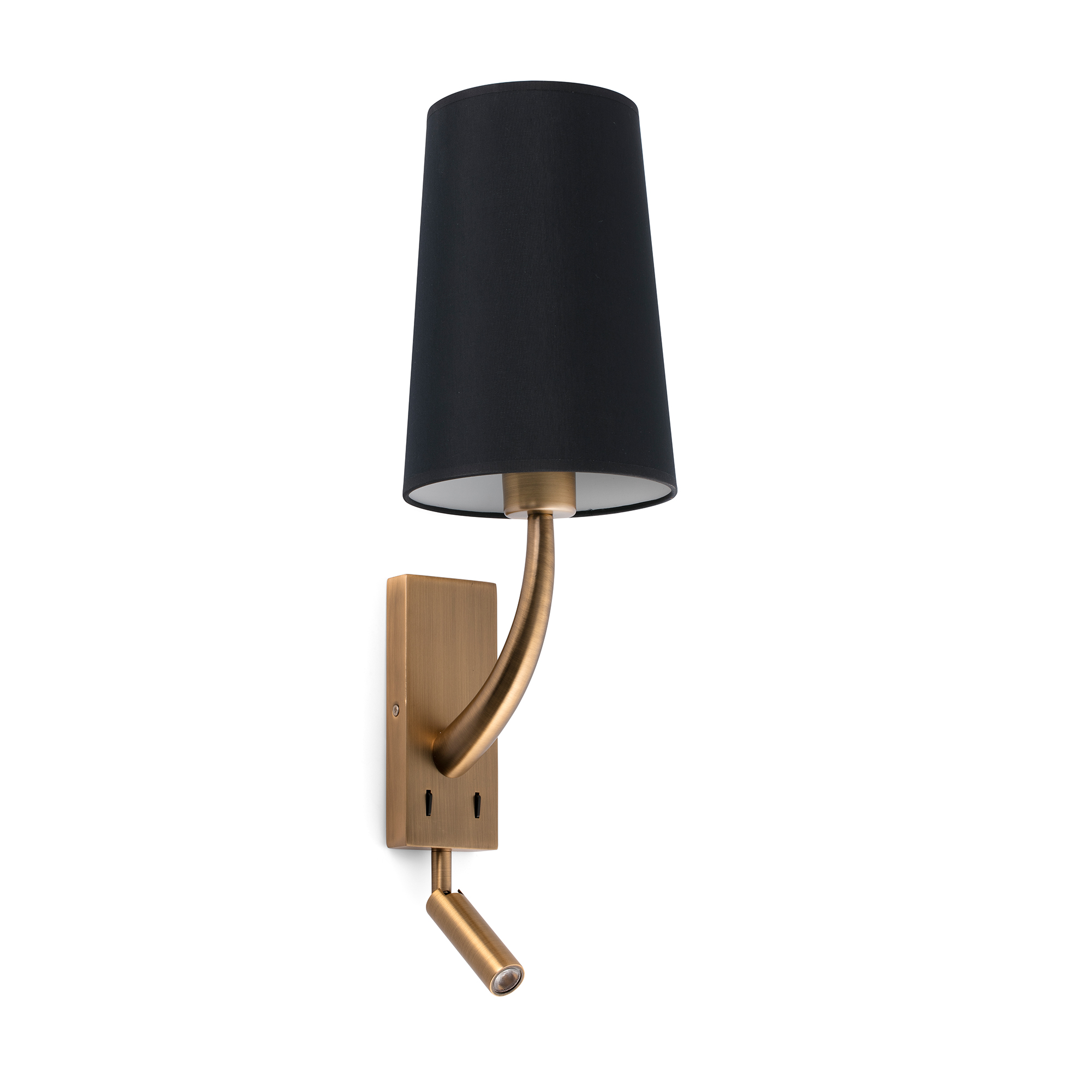 Faro REM Altgold matt/schwarz Wandleuchte mit LED-Leser - 1