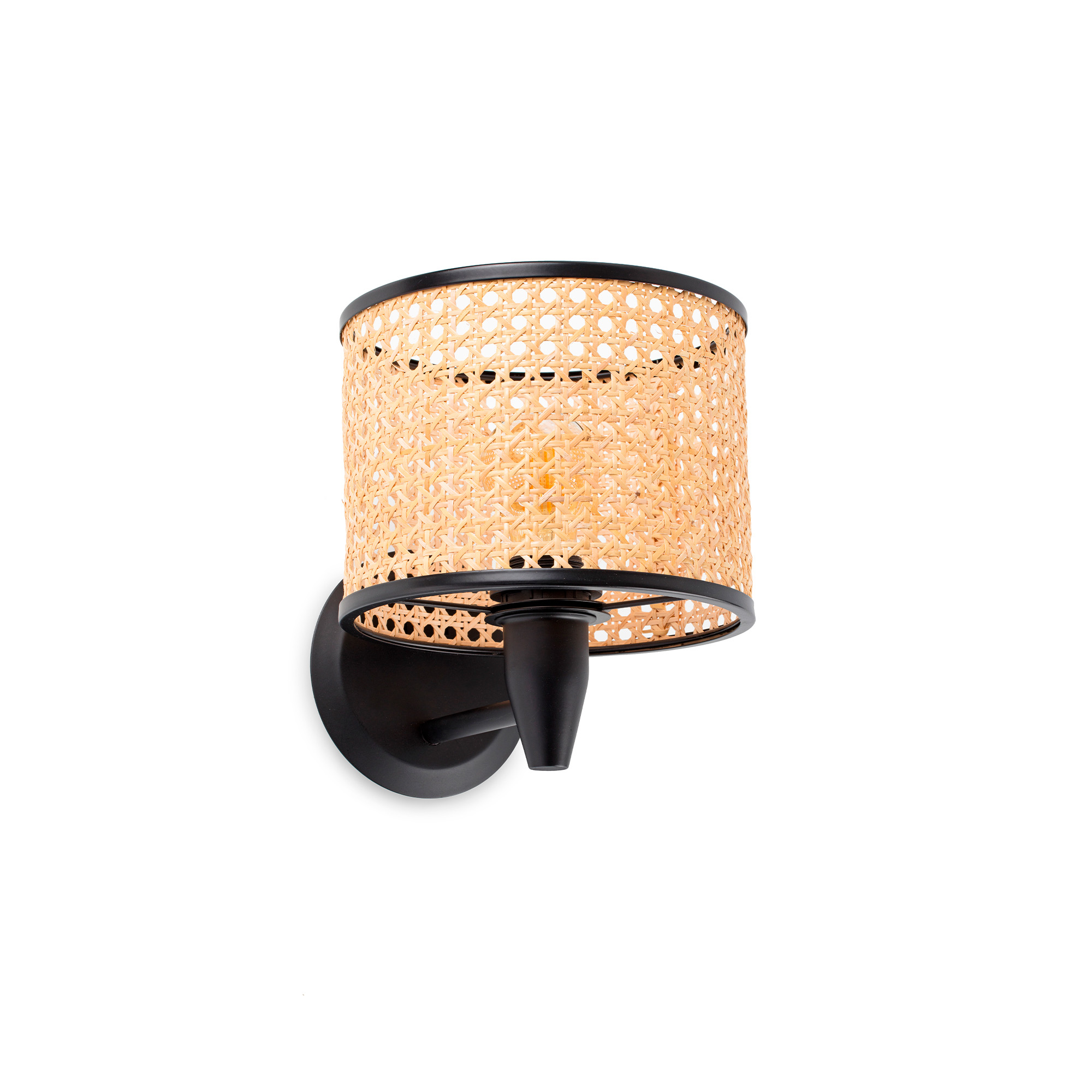 Faro MAMBO Wandleuchte schwarz/rattan - Produktbild 1