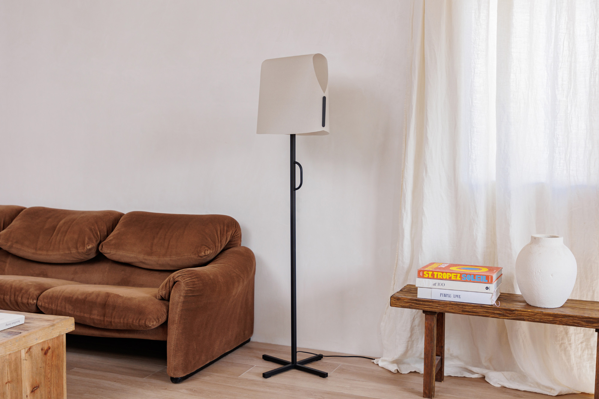 Faro LUANG Wohnzimmer Stehleuchte schwarz/beige - Produktbild 5