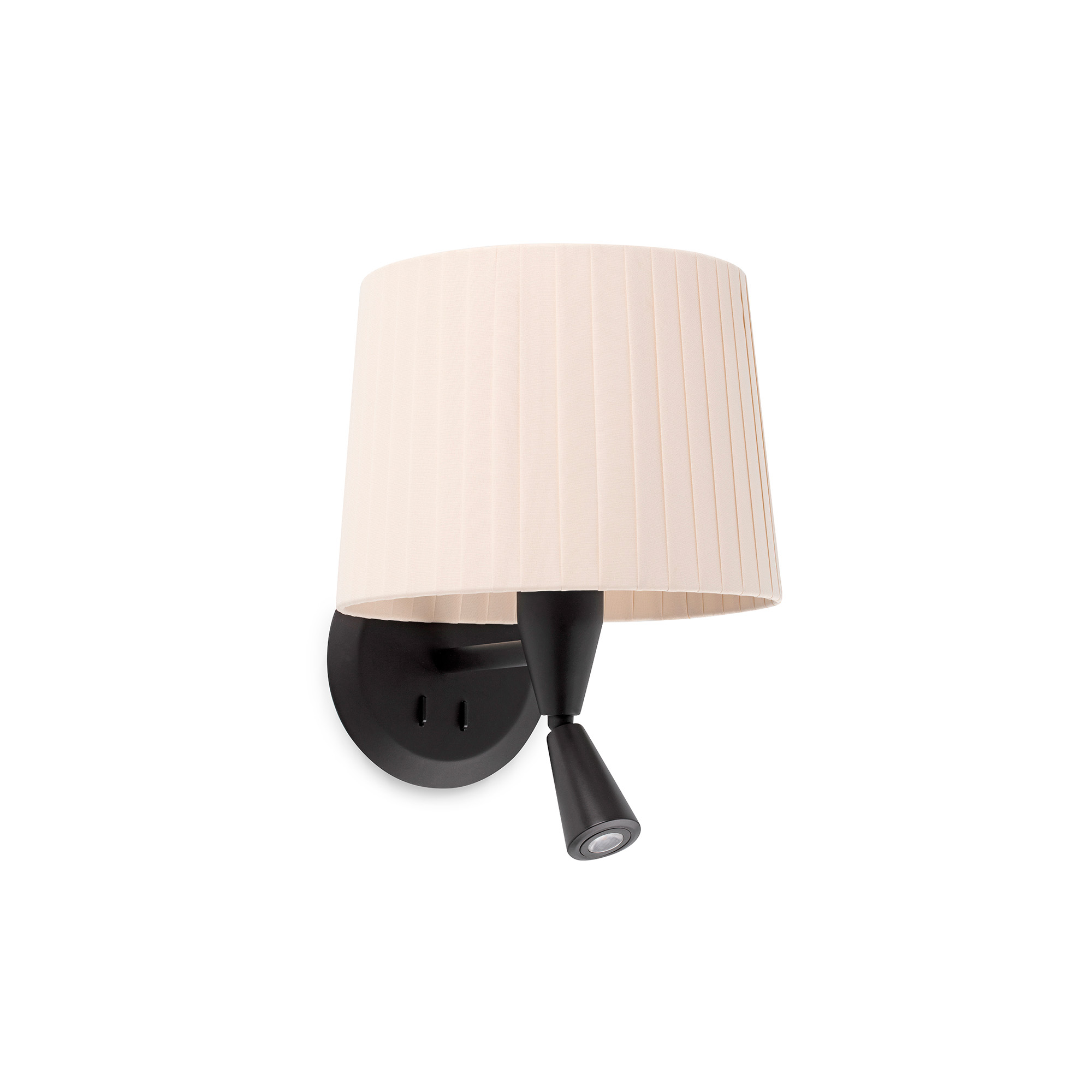 Faro SAMBA Wandleuchte mit Leser schwarz/beige gerippt - Produktbild 1