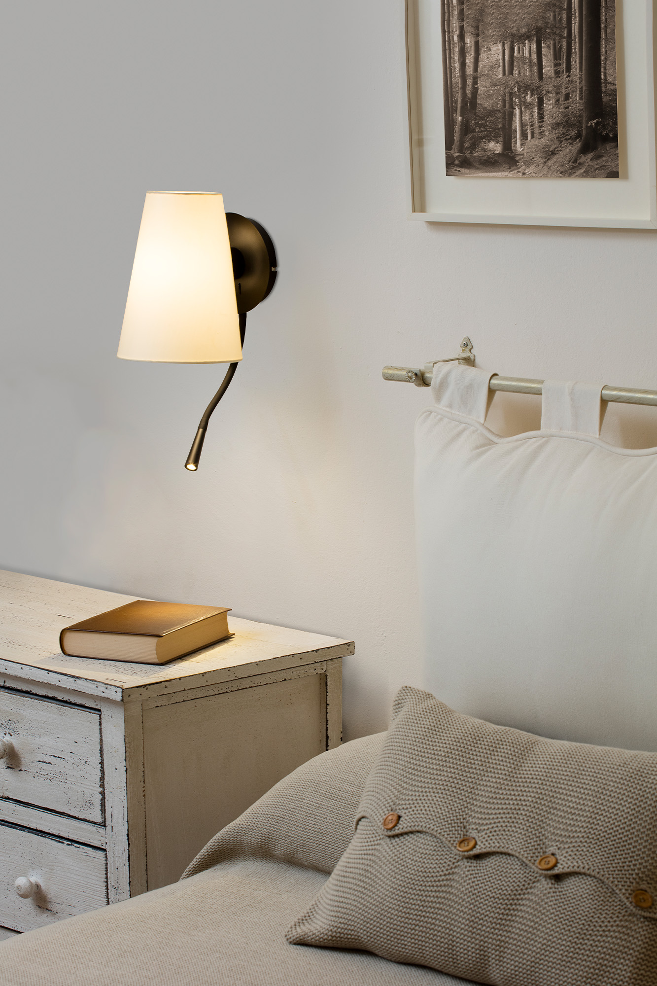 Faro LUPE Schwarz/beige Wandleuchte mit Leser - 2