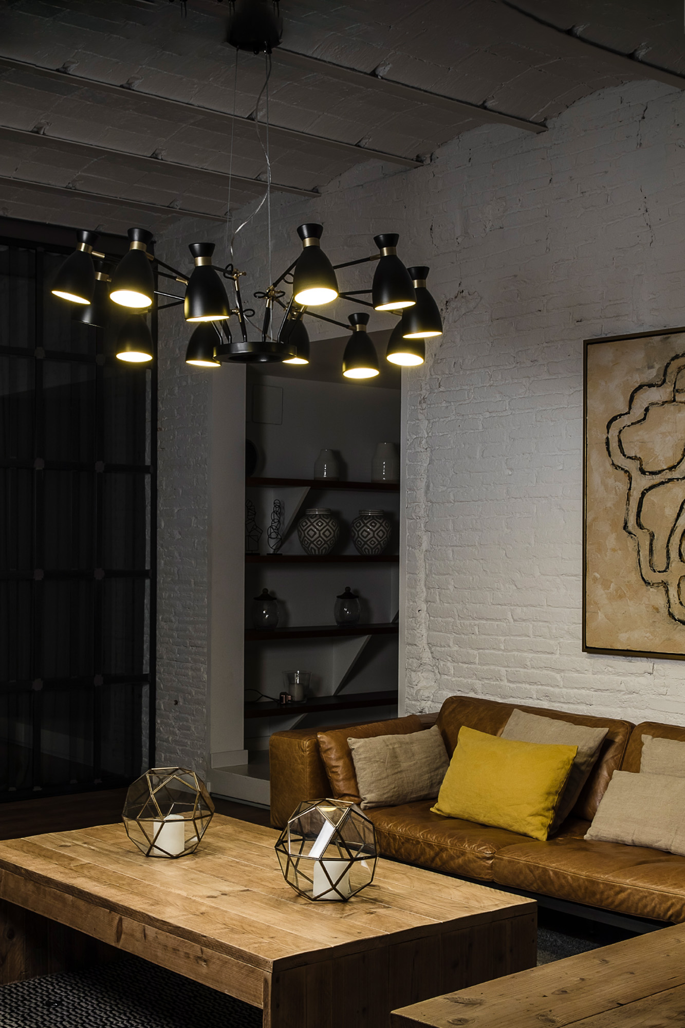 Faro RETRO 12L Pendelleuchte schwarz und gold satiniert - Produktbild 2